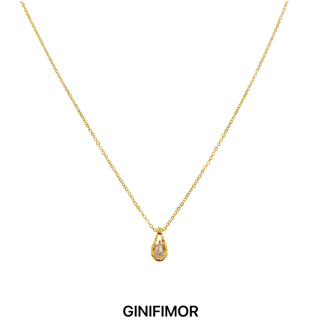 GINIFIMOR 铜项链 a599  爱神落泪水滴锆石项链锁骨链