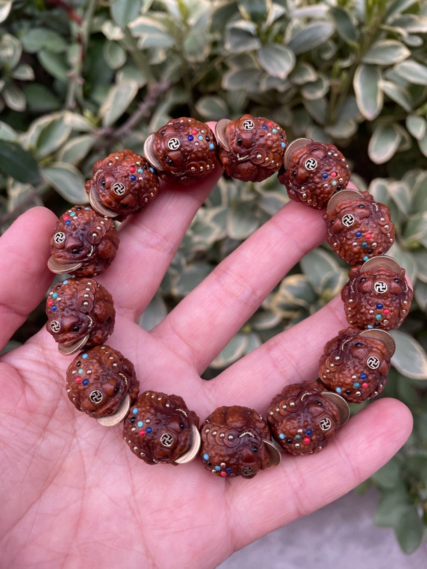 紫金鼠雕刻镶嵌七彩金蟾18+（13颗籽）