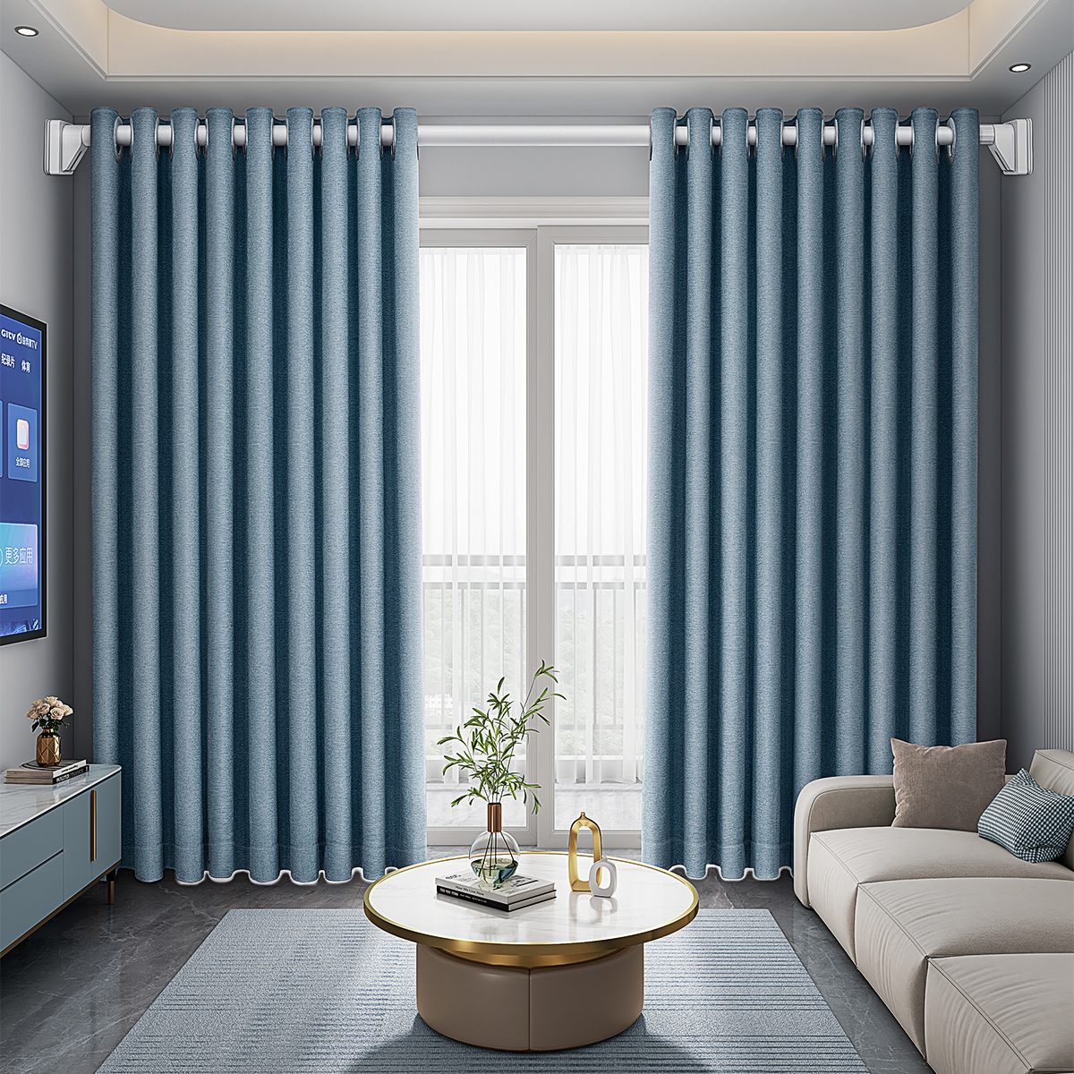 空调客厅改卧室隔断帘遮挡布帘窗帘屏风免打孔出租房分隔帘房间门