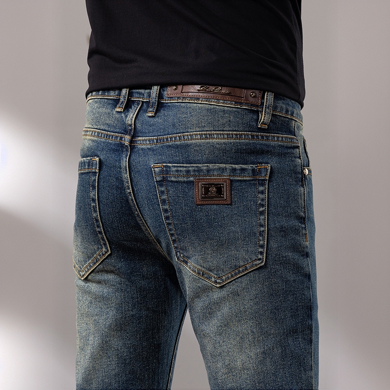 秋冬季新款高端轻奢男士牛仔裤小直筒修身弹力休闲潮流时尚长裤子
