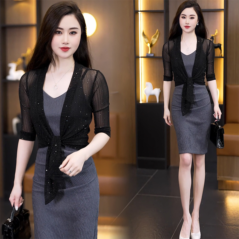 防晒网纱开衫女夏季薄款短外套吊带裙外搭罩衫宽松披肩空调衫上衣