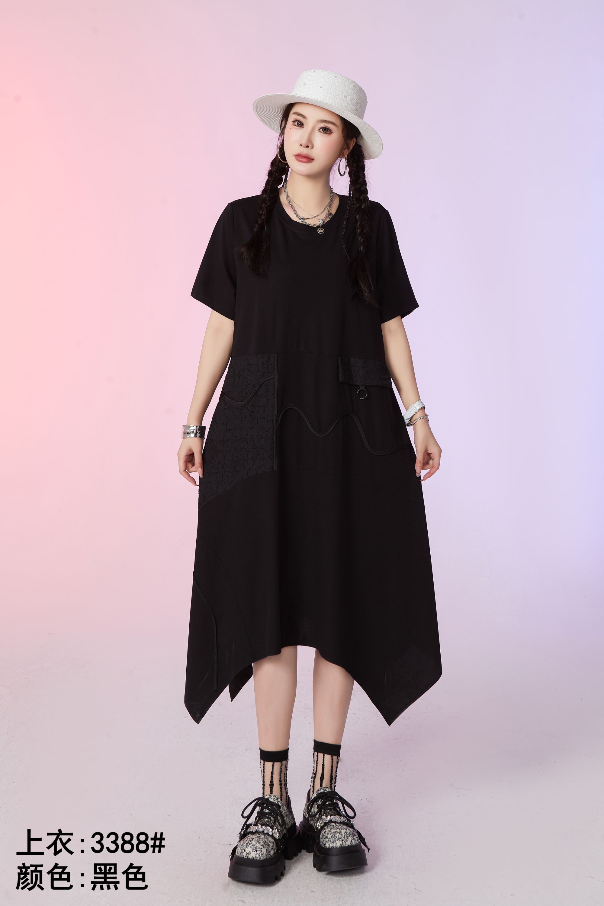 大码女装连衣裙2025胖mm宽松显瘦裙子3388