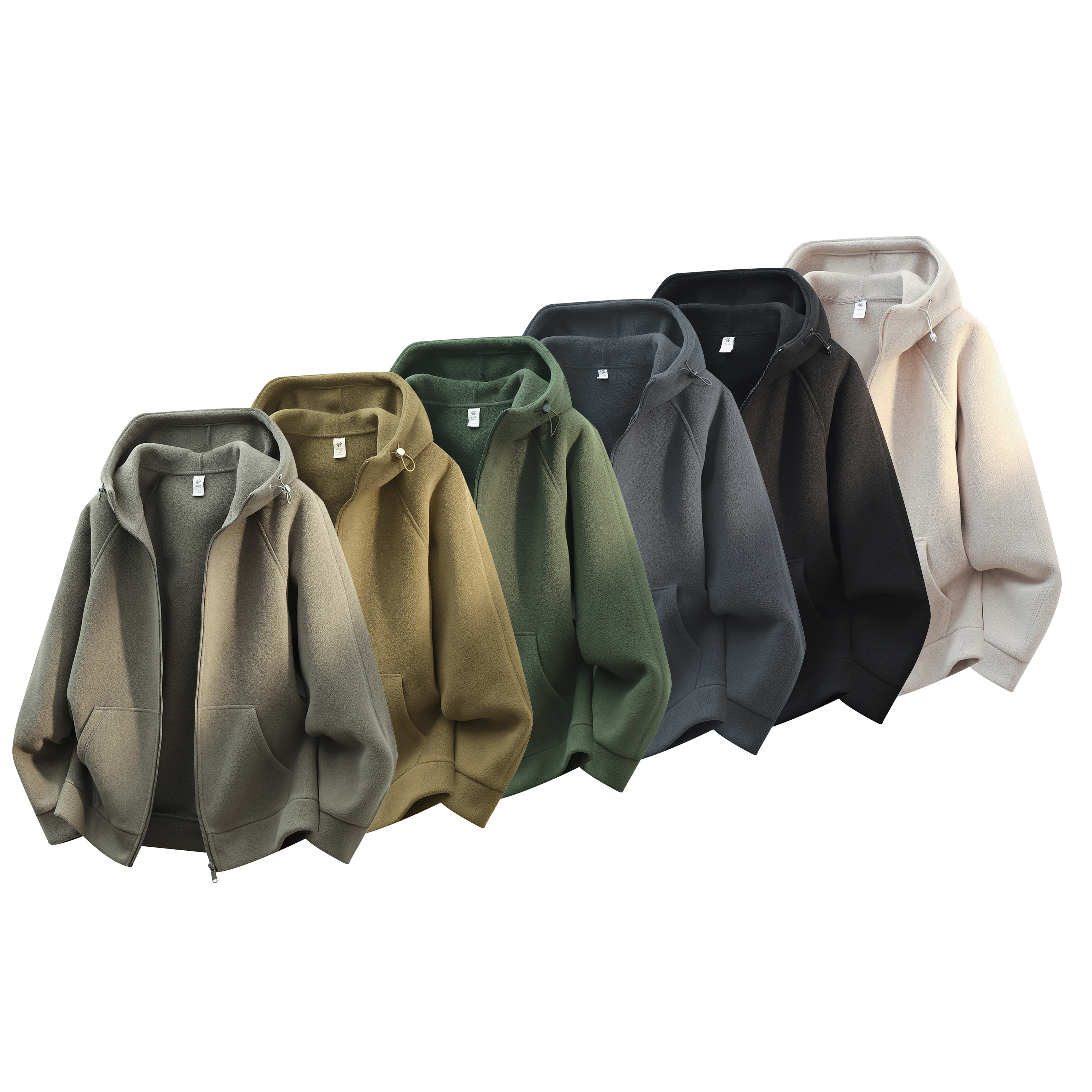 秋冬新款纯色连帽摇粒绒立体裁剪一体绒加厚男士夹克国潮情侣2367