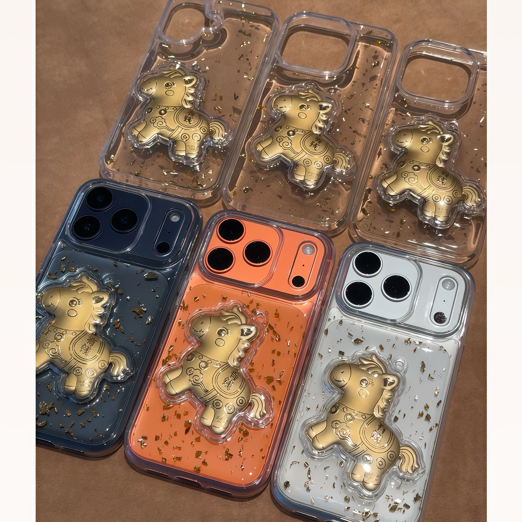 欧克里里闪金有钱马滴胶金箔适用苹果15/16/17promax手机壳141312