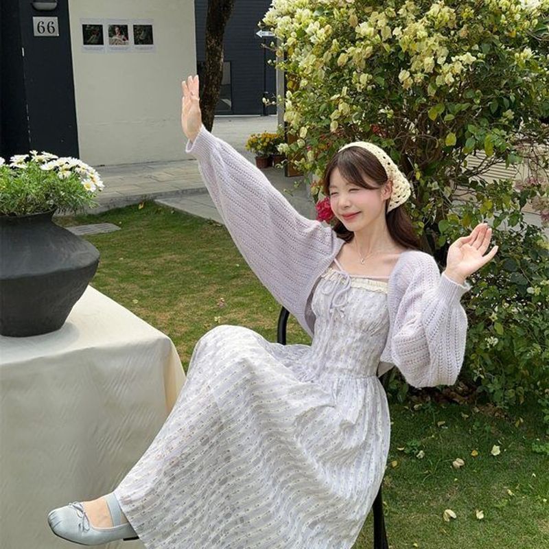 显瘦2025温柔风吊带连衣裙A新款中长款裙夏季ins女字甜美碎花收