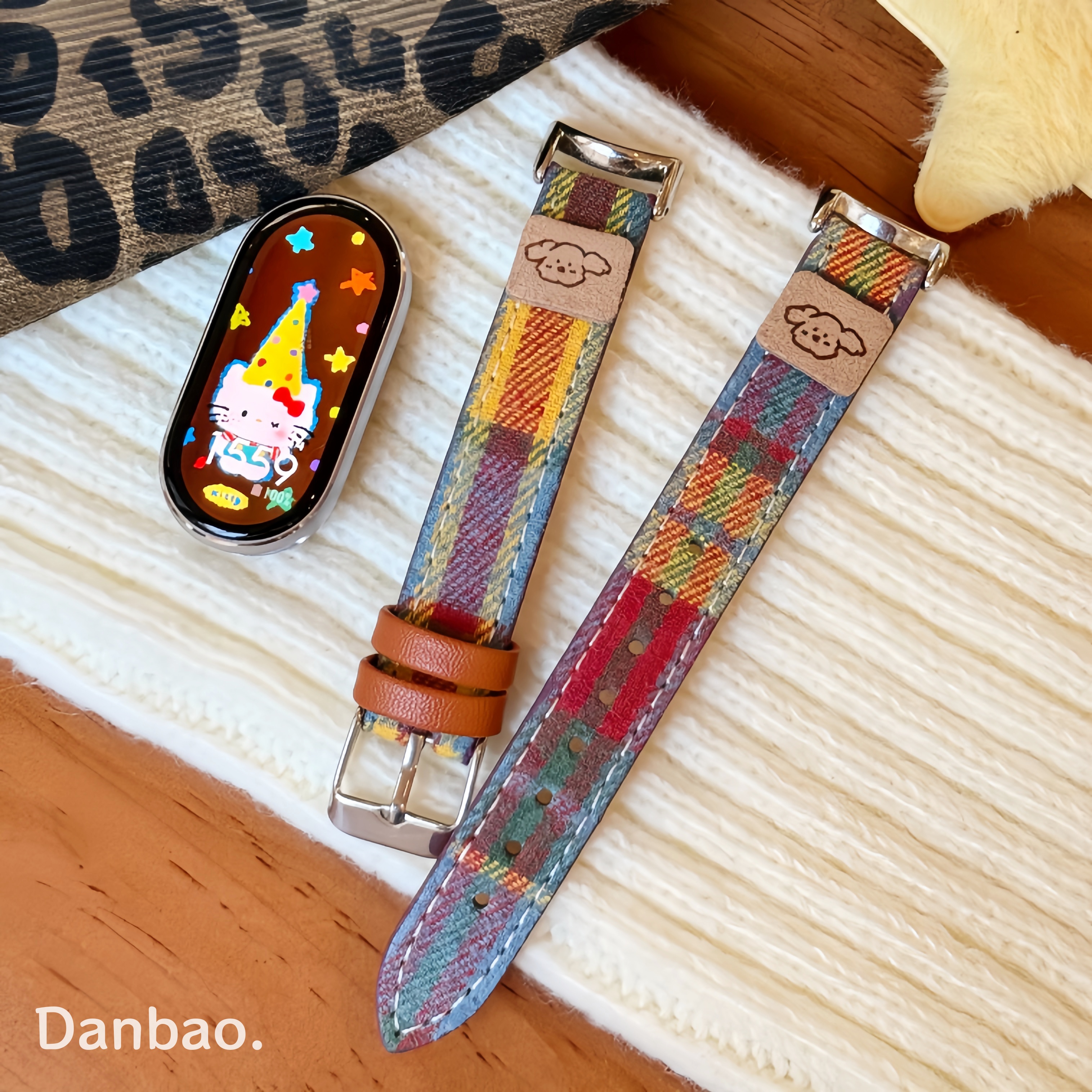 《彩虹格纹》适用于小米手环10表带新款9pro编织彩色格纹9秋冬8女生