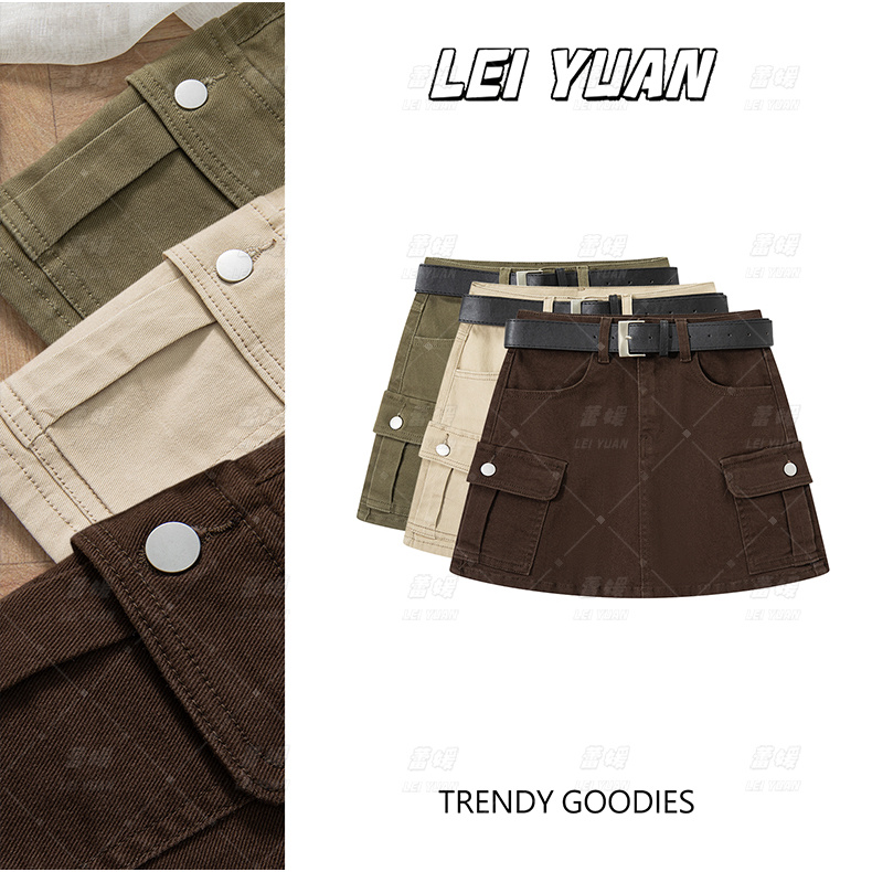 工装裙软牛仔2025早秋新款带内衬牛仔短裙直筒裙修身显瘦百搭裤裙