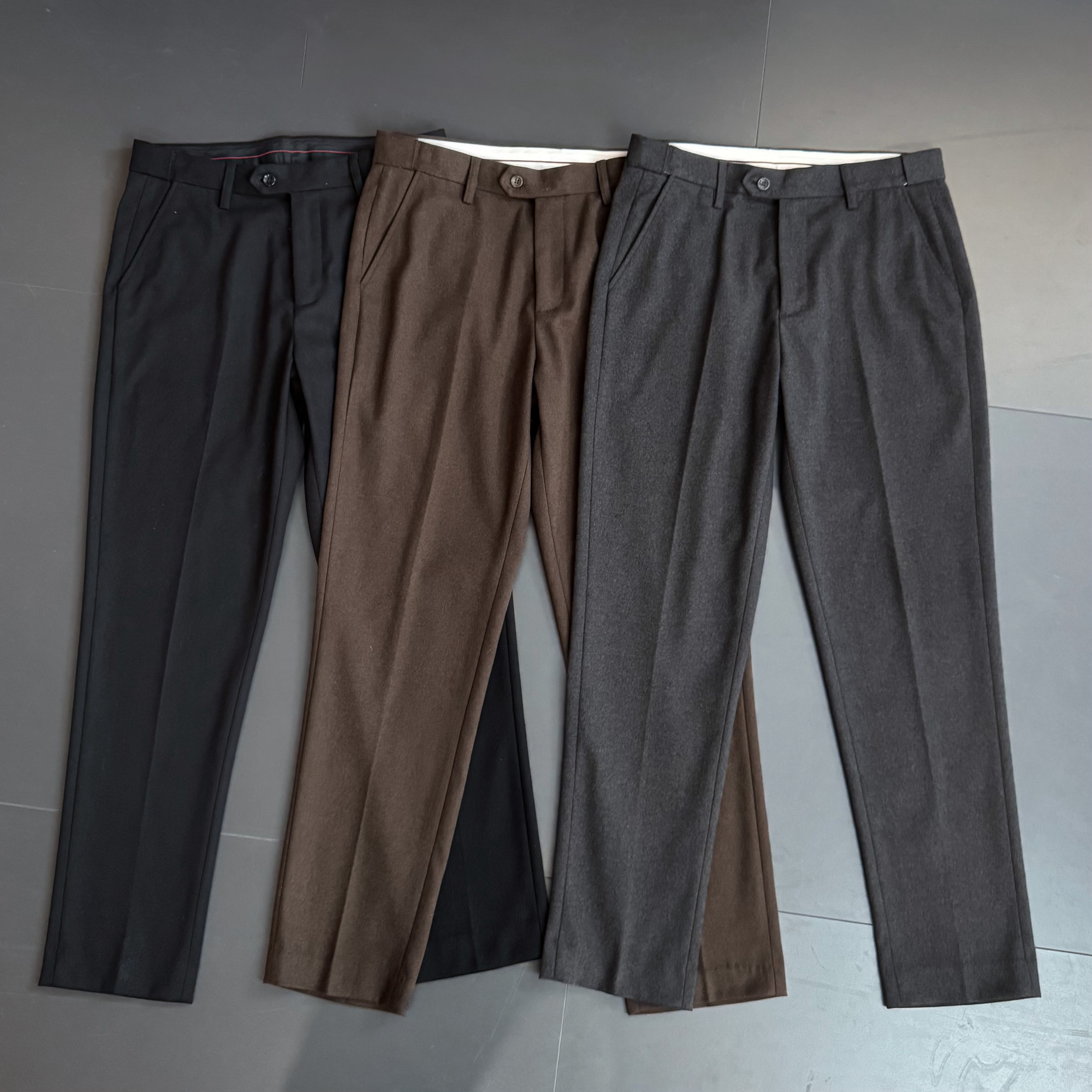 冬季加厚(隐形松紧腰)小直筒休闲西裤长裤