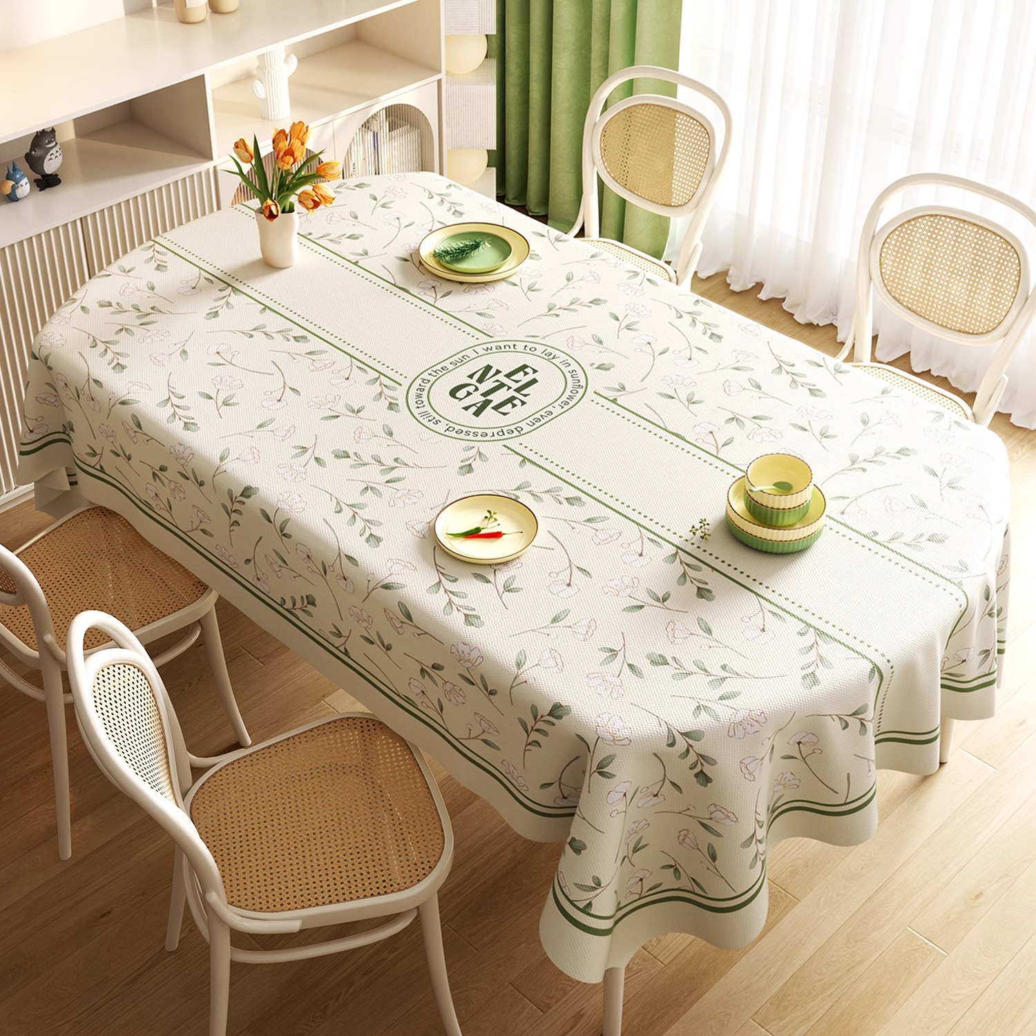 小清新椭圆形长方形餐桌布免洗防烫桌垫轻奢高级感2024新款台布