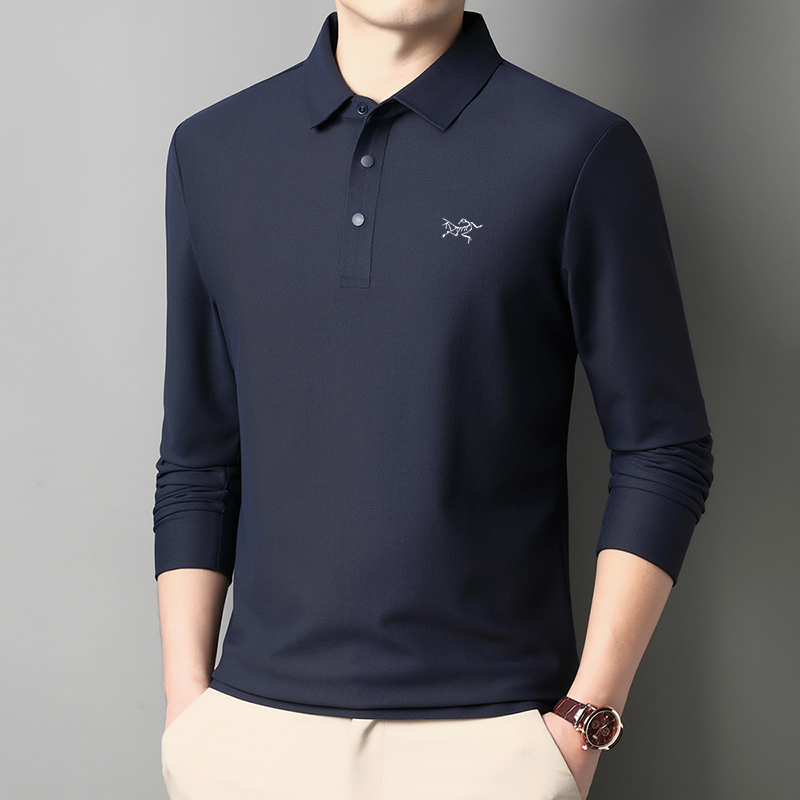 【奥莱清仓】正品刺绣鸟男士长袖t恤春秋季高端商务无痕翻领POLO衫