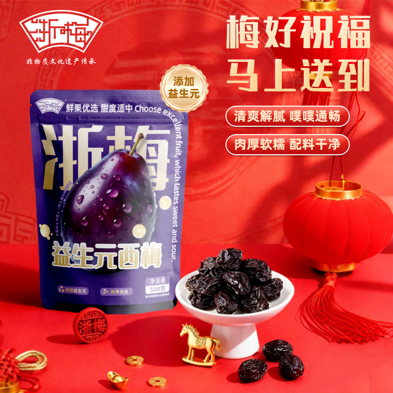 浙梅益生元西梅508g肠道轻松孕妇零食蜜饯果干酸甜BD