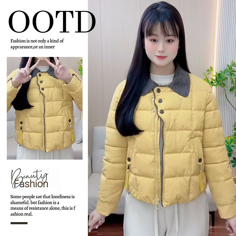 洋气设计感翻领棉服女2025年冬季新款小个子时尚减龄保暖棉衣外套