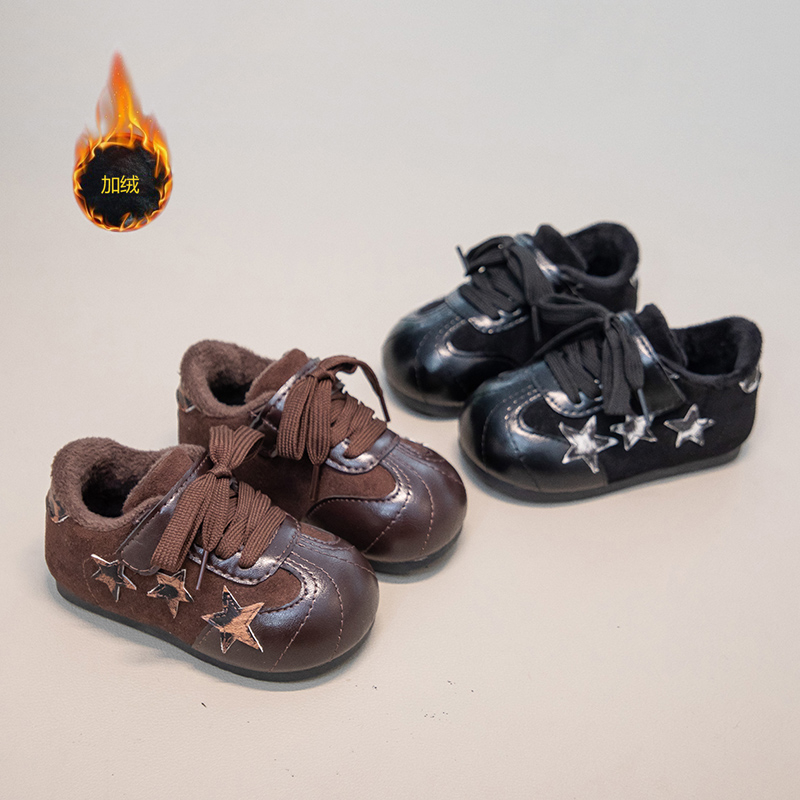 儿童运动鞋2025潮款儿童鞋子女童鞋子加绒休闲棉鞋软底保暖德训鞋