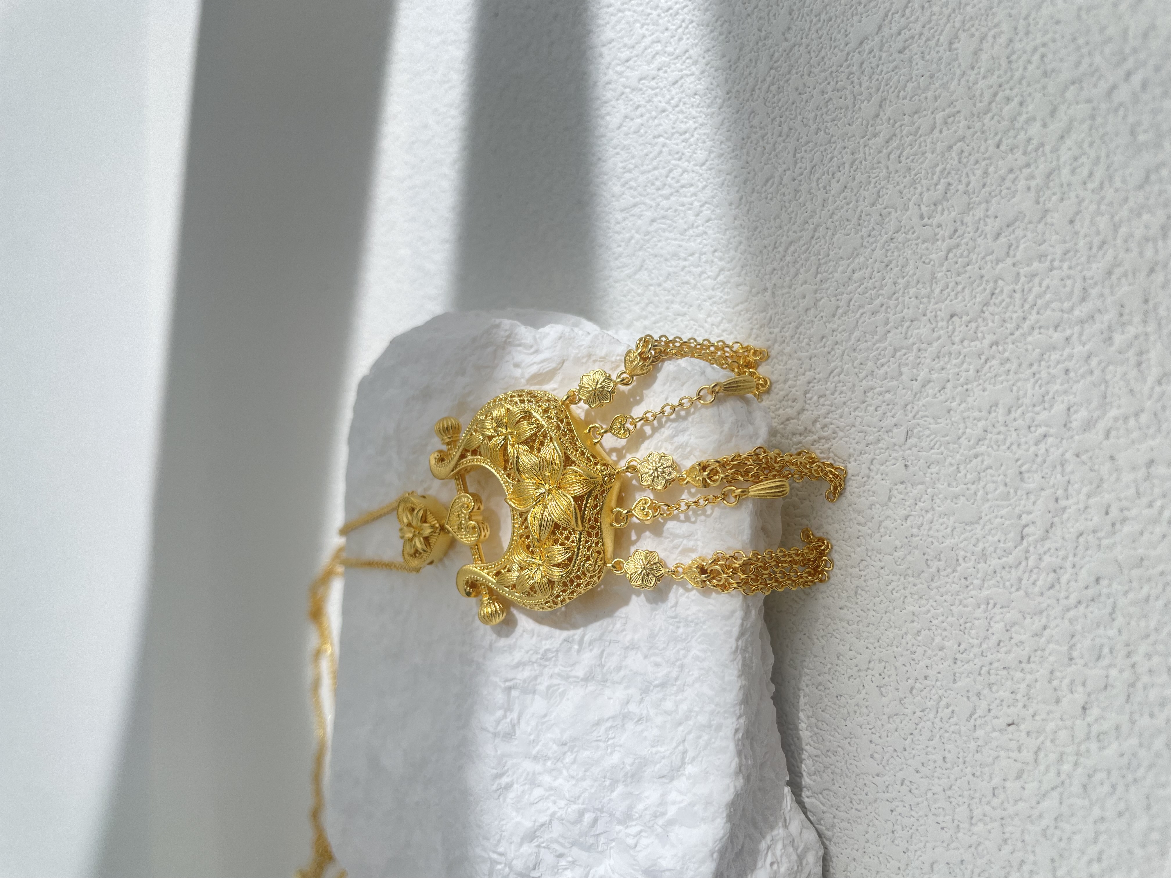 坠链均足银 【牵喜百合花锁包】锁愿皆所得婚嫁系列百合花中式流苏