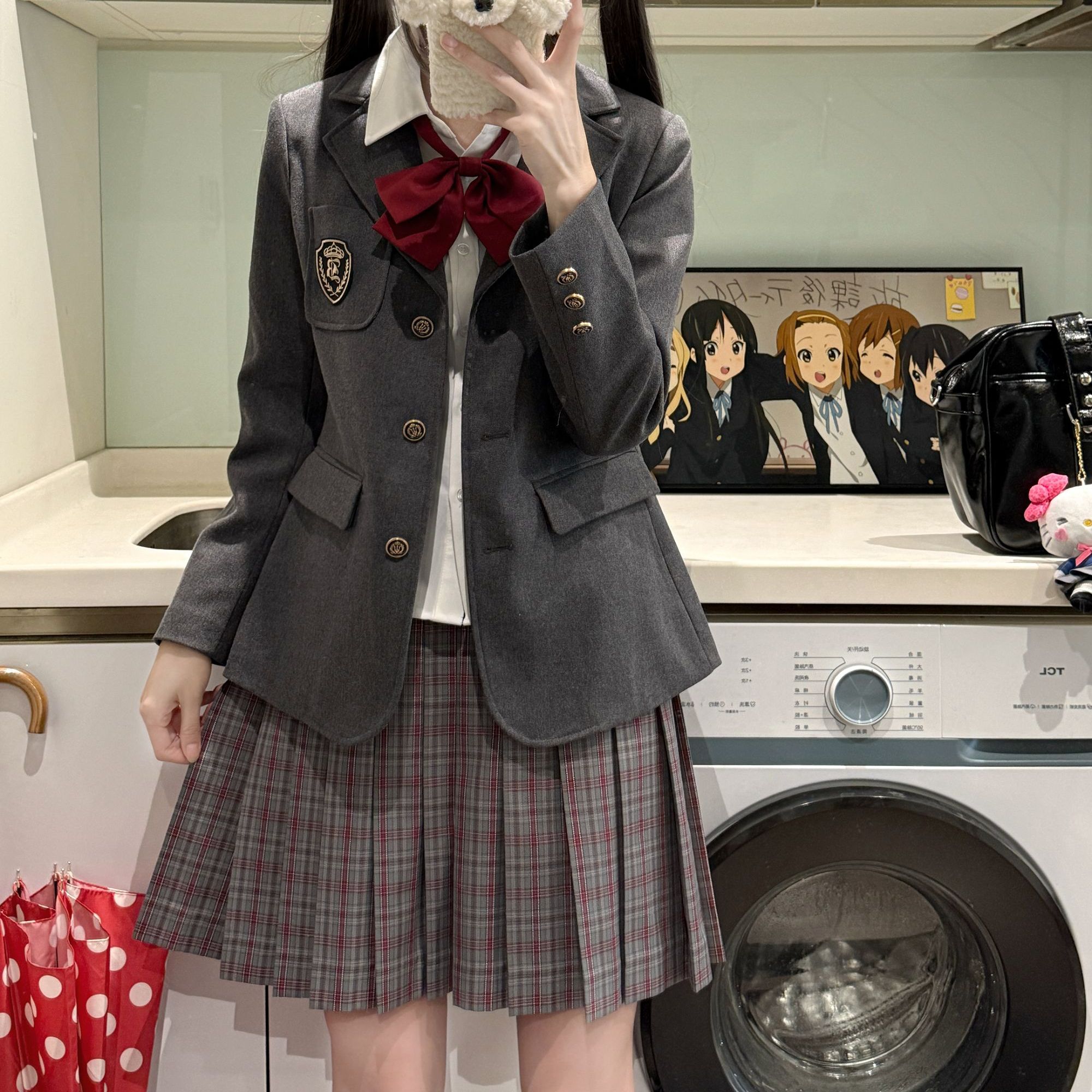 御茶家【正版原创JK·赤小豆】显瘦辣妹校供制服套装格裙短裙秋冬