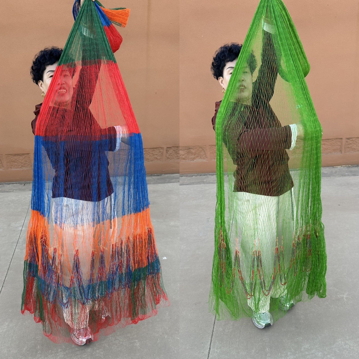 4编线内染二代两指四米高，直径六米，重八斤铅坠一开到顶捕鱼撒网