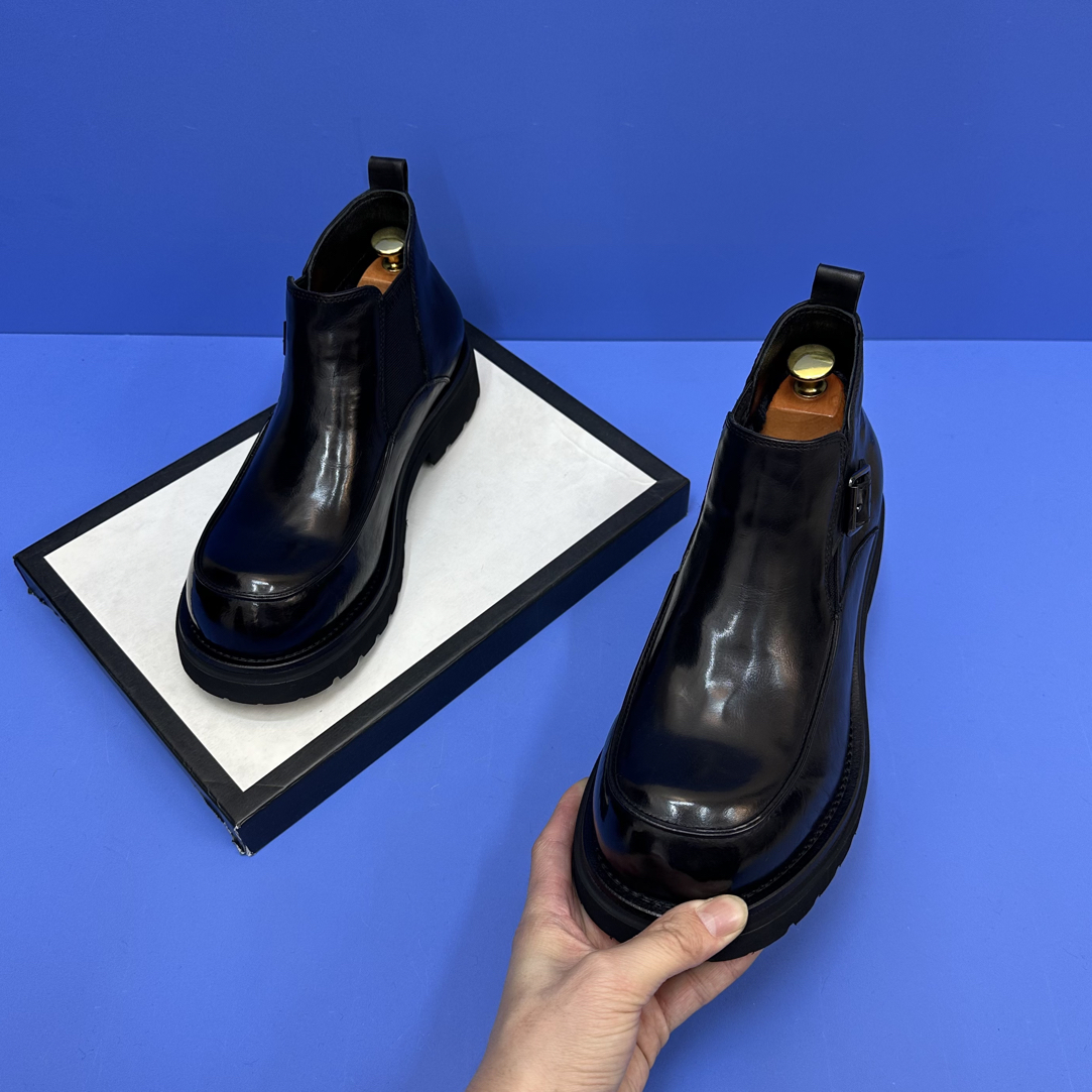 冬季男士马丁靴秋冬靴子黑色真皮低跟简约百搭舒适休闲品味男鞋