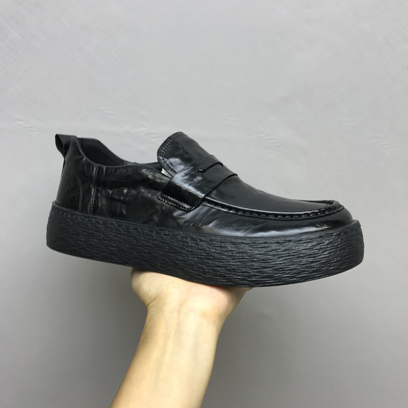 广州男鞋春秋新款透气时尚休闲鞋真皮男士皮鞋懒人鞋套脚豆豆鞋潮