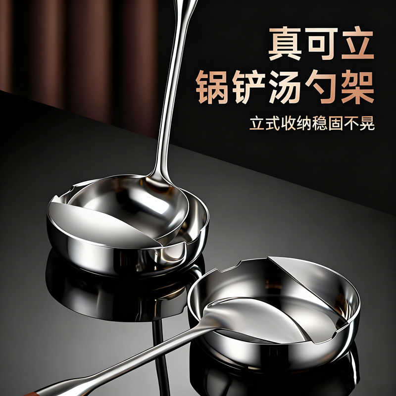 【不脏台面】不锈钢汤勺锅铲架托厨房台面锅铲勺筷厨具收纳立式托架