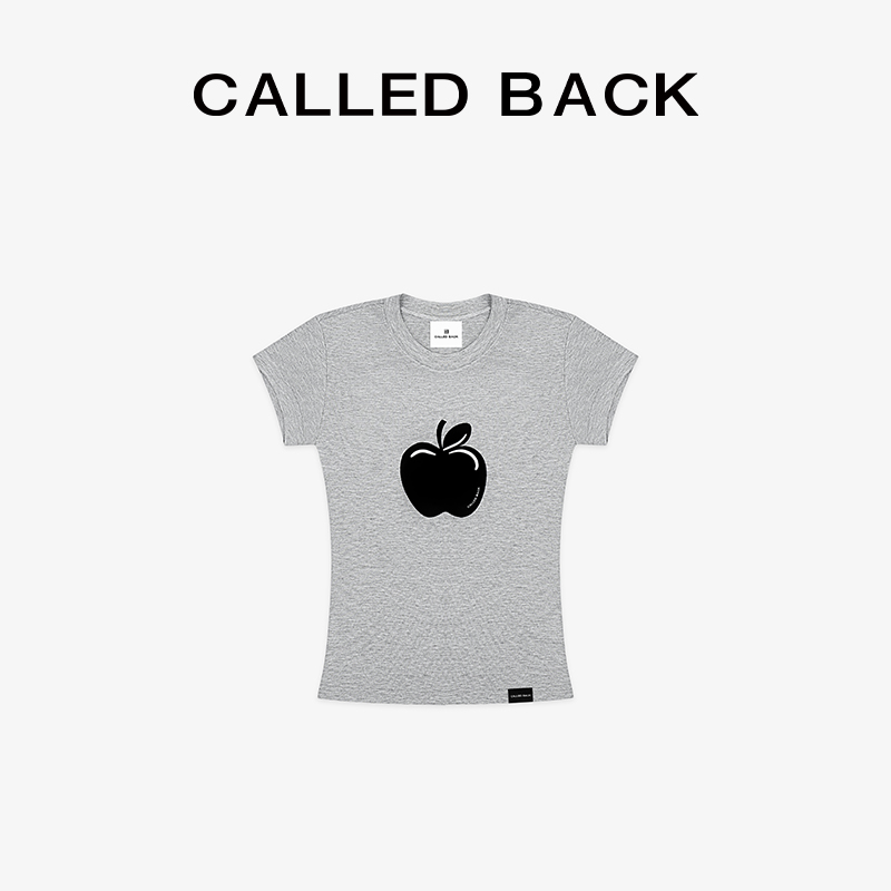 CALLED BACK短袖T恤女夏季新款百搭圆领苹果Logo休闲灰色上衣