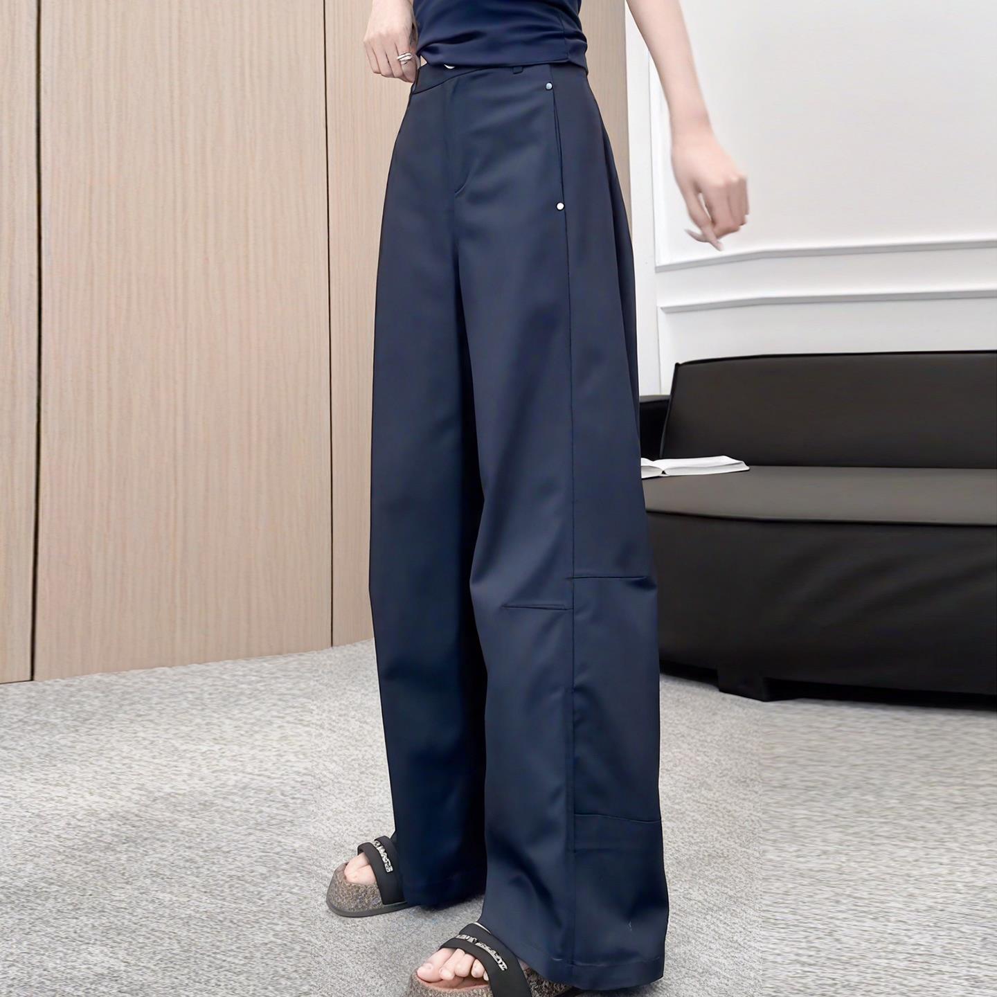 2025春秋季新款女士藏青色爆款显瘦工装休闲裤宽松百搭直筒阔腿裤