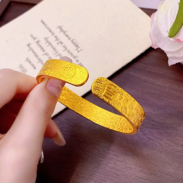 福韵天玺 铜合金手镯 《韵系列》10N吉言开口手镯传承饰品妈妈镯子