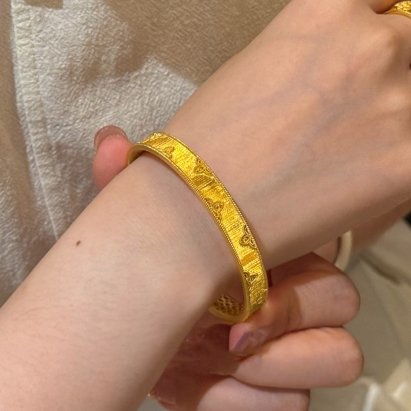 铜合金手镯 新中式拉丝四叶草女款手镯轻奢时尚精美百搭不掉色