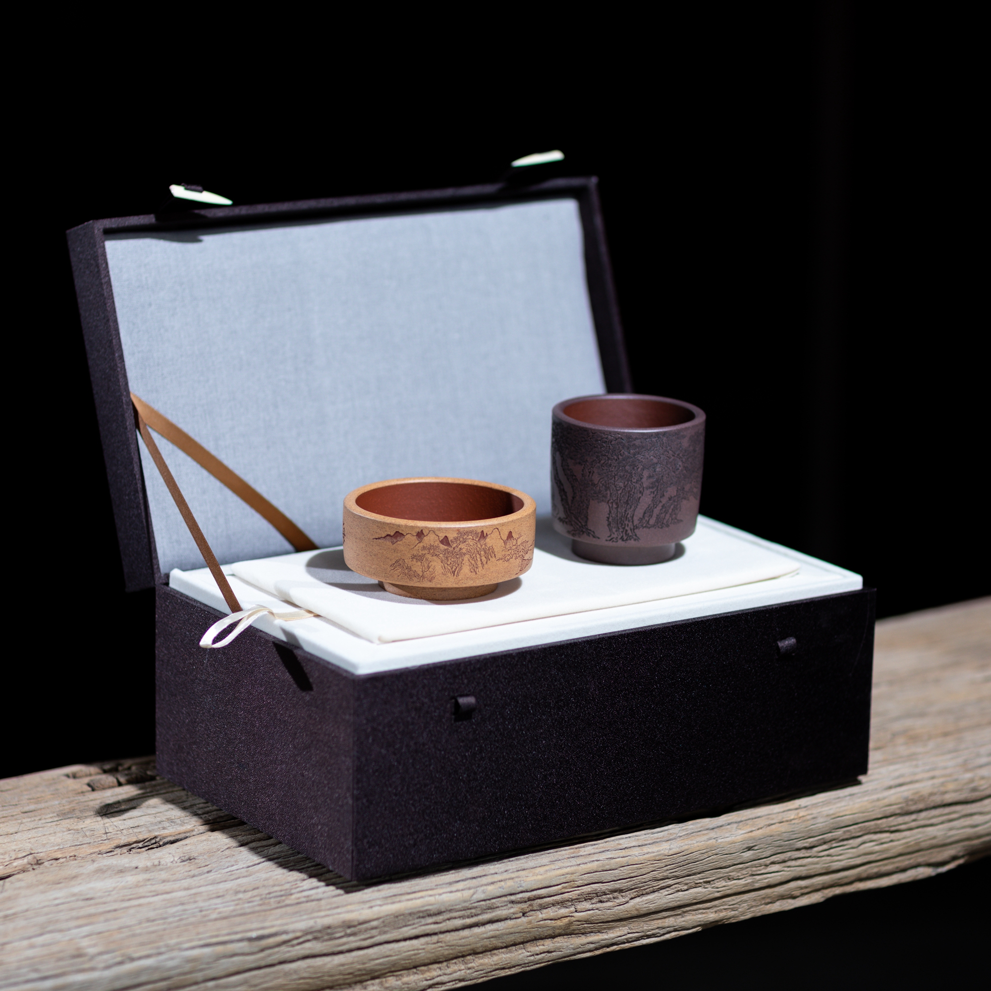 石丁 九松杯对杯 主人杯  粉浆工艺  容量190CC