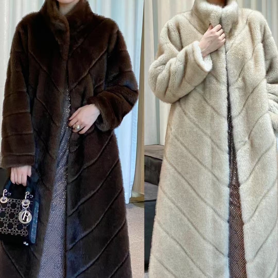 【条纹海宁正品】严寒芬兰设计时尚冬季保暖新款轻奢长大衣女款