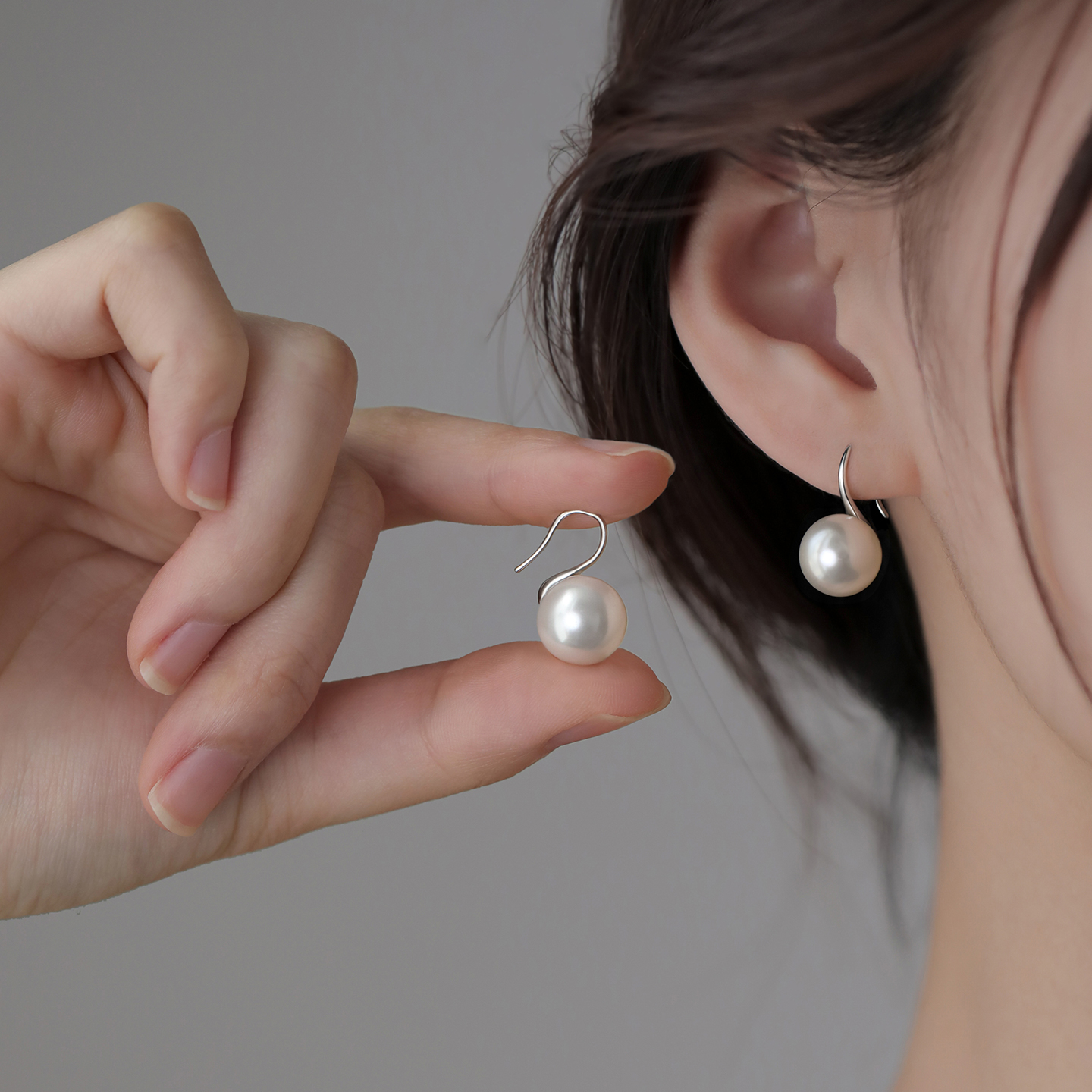 足银仿珍珠耳饰 999纯银施家珍珠耳环小众精致轻奢气质耳钉女百搭