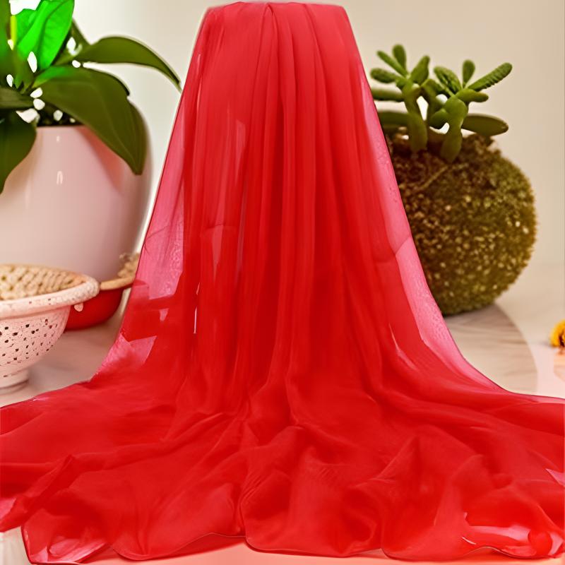 大红色超大雪纺纯色丝巾春夏季沙滩防晒巾百搭大披肩广场舞围巾妈