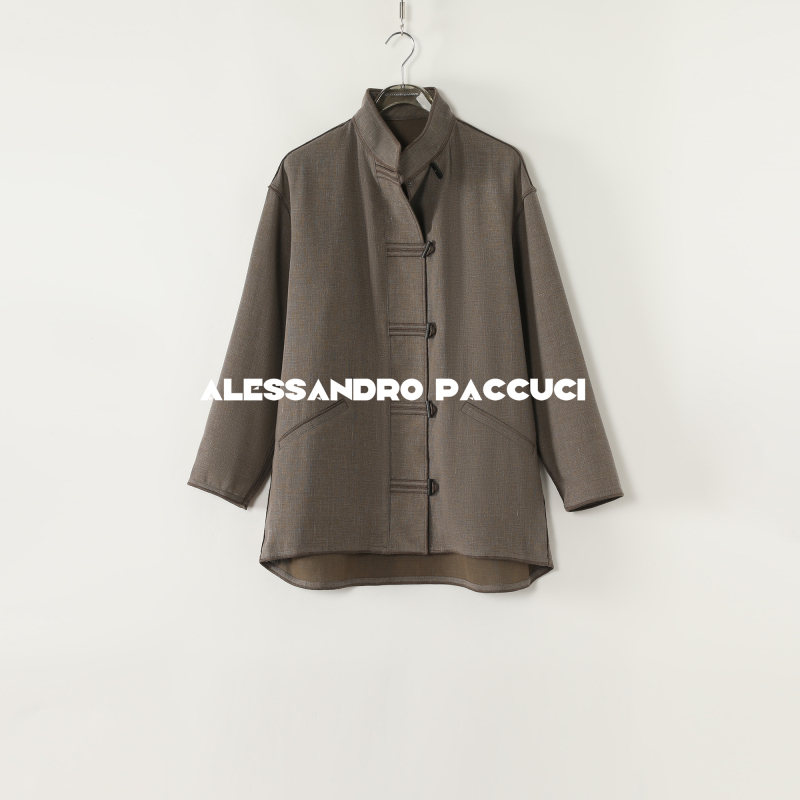 AP洛哥53101WT【黑标/茂林修竹】意大利MARZOTTO绵羊毛亚麻国风外套