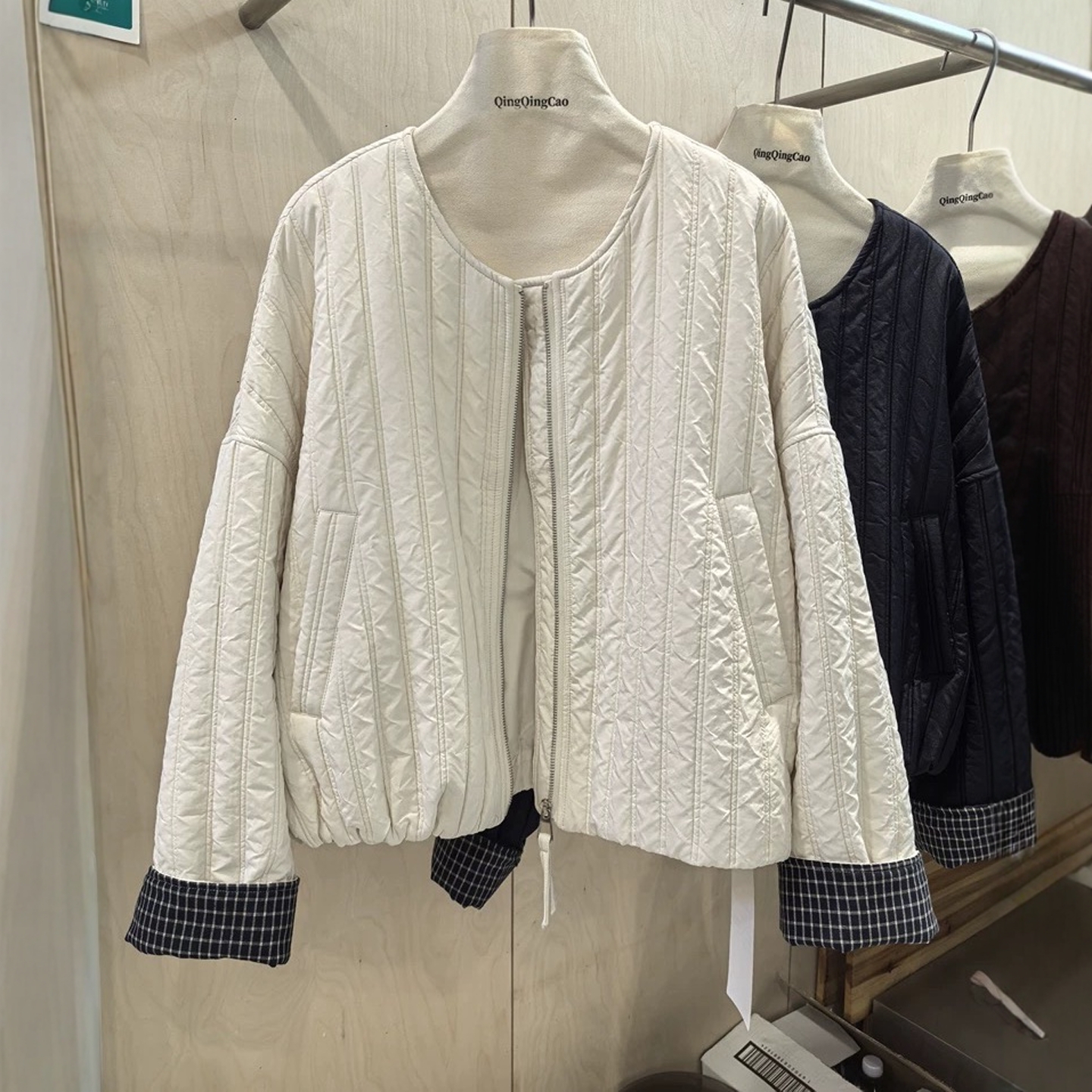 《苏杭正版》圆领拼接棒球服外套棉服女2025秋季洋气减龄超好看上衣