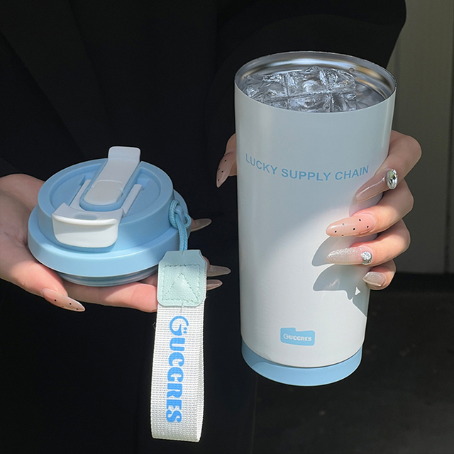 保温杯陶瓷内胆咖啡316不锈钢杯子大容量吸管便携高颜值车载水杯