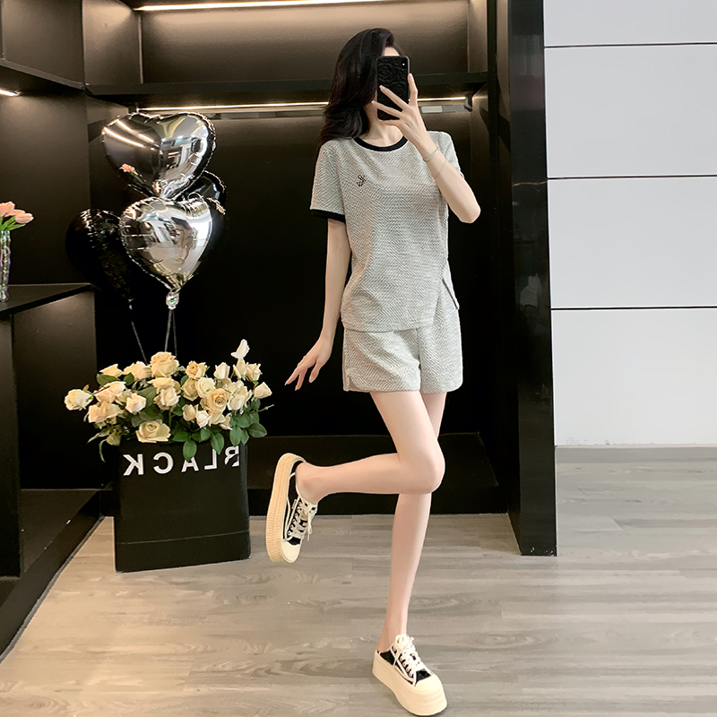 夏季时尚休闲运动套装女宽松气质阔腿减龄夏装短袖短裤洋气两件套