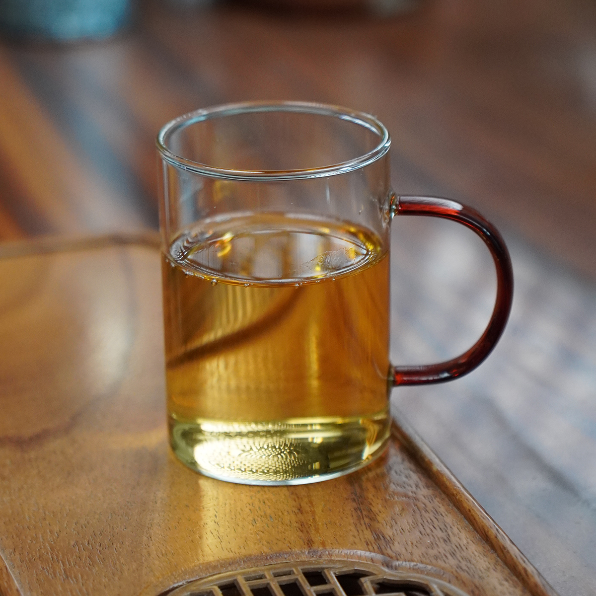 个人绿茶杯琥珀色300毫升水杯高硼硅耐热玻璃