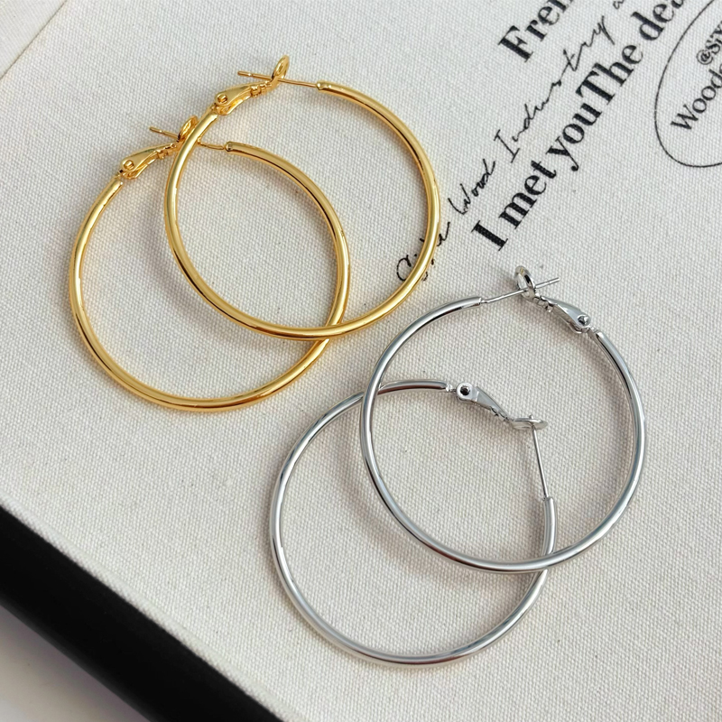 铜合金耳饰 简约素圈耳环气质百搭大圈圈ins冷淡风时尚个性耳圈女
