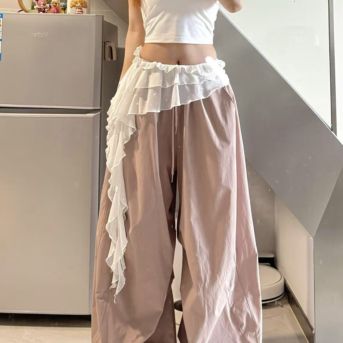 爵士舞小众荷叶边屁帘街舞潮牌飘逸流苏叠穿腰搭美式肚皮舞蹈配饰