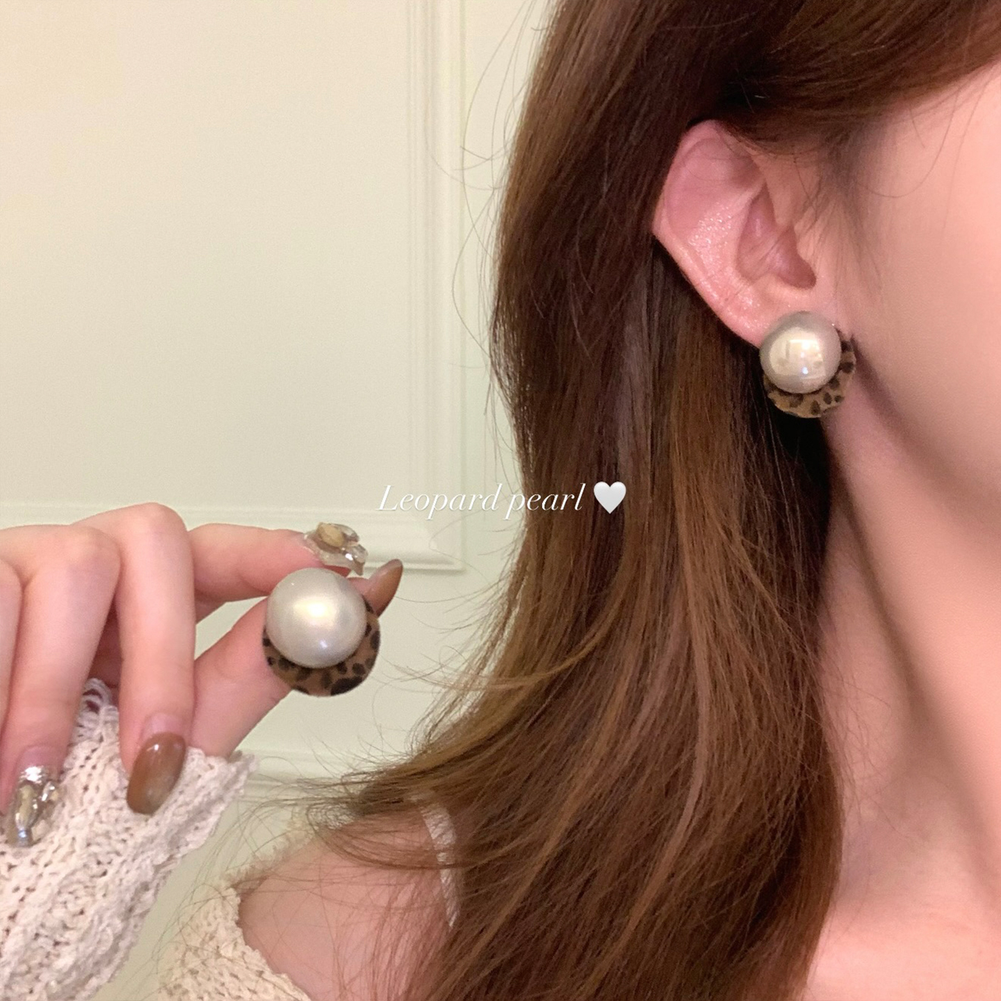 铜合金耳饰 复古美拉德豹纹珍珠耳钉女轻奢高级感耳环巨好看耳饰