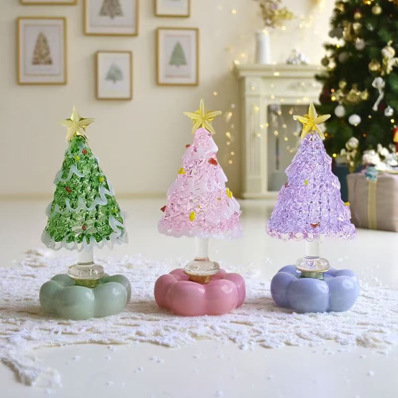 【旋转款】淄博琉璃旋转圣诞树网红爆款圣诞节装饰礼品摆件工艺品