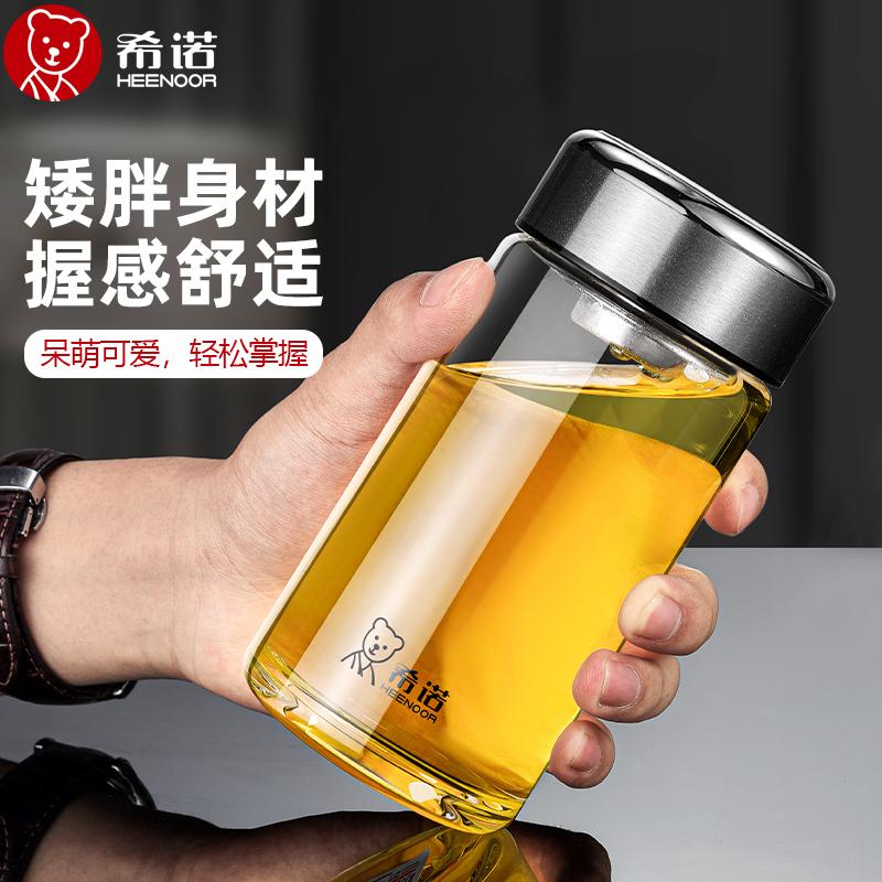 希诺玻璃杯单层茶杯生日礼物透明家用高档水杯加厚男女高颜值杯子