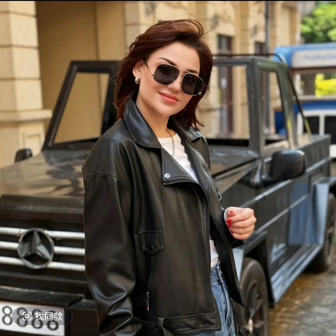 MUBINE 春秋高级感小个子休闲复古风百搭短款皮衣外套 2518