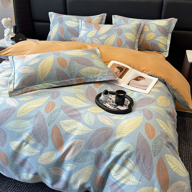 80支全棉纯棉四件套斜纹加厚床单被套双人床【床单花边AB颜色随机】