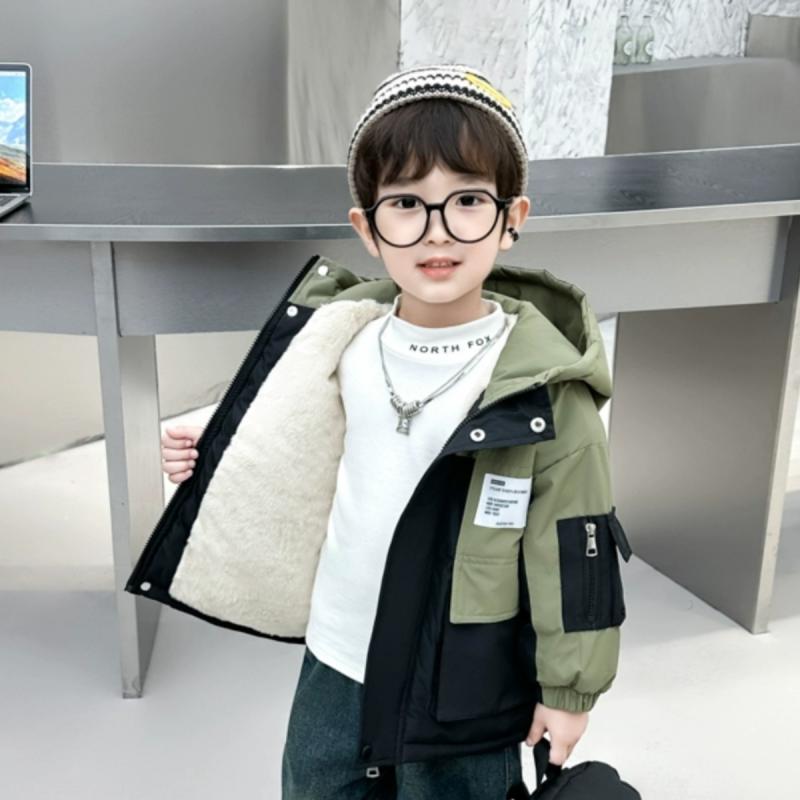 男童加绒棉袄儿童新款棉服加厚外套冬装潮范派克服时尚帅童装