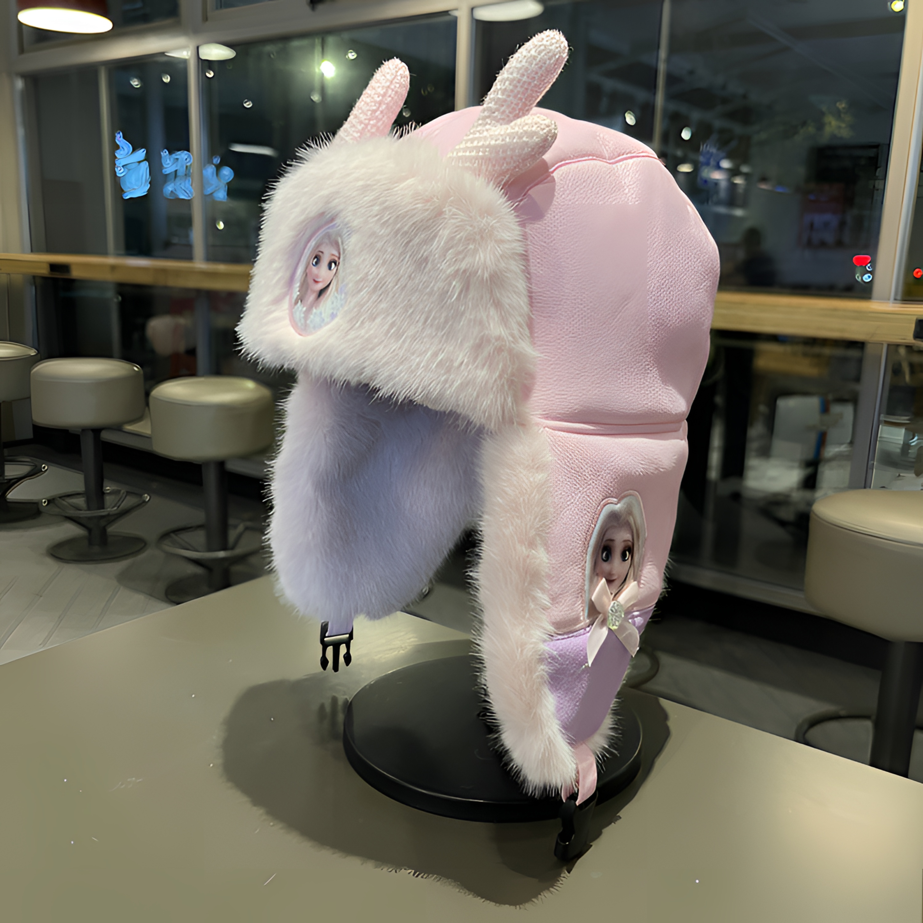 儿童帽子冬季加厚保暖雷锋帽户外女孩可爱艾莎公主皮质防风护耳帽