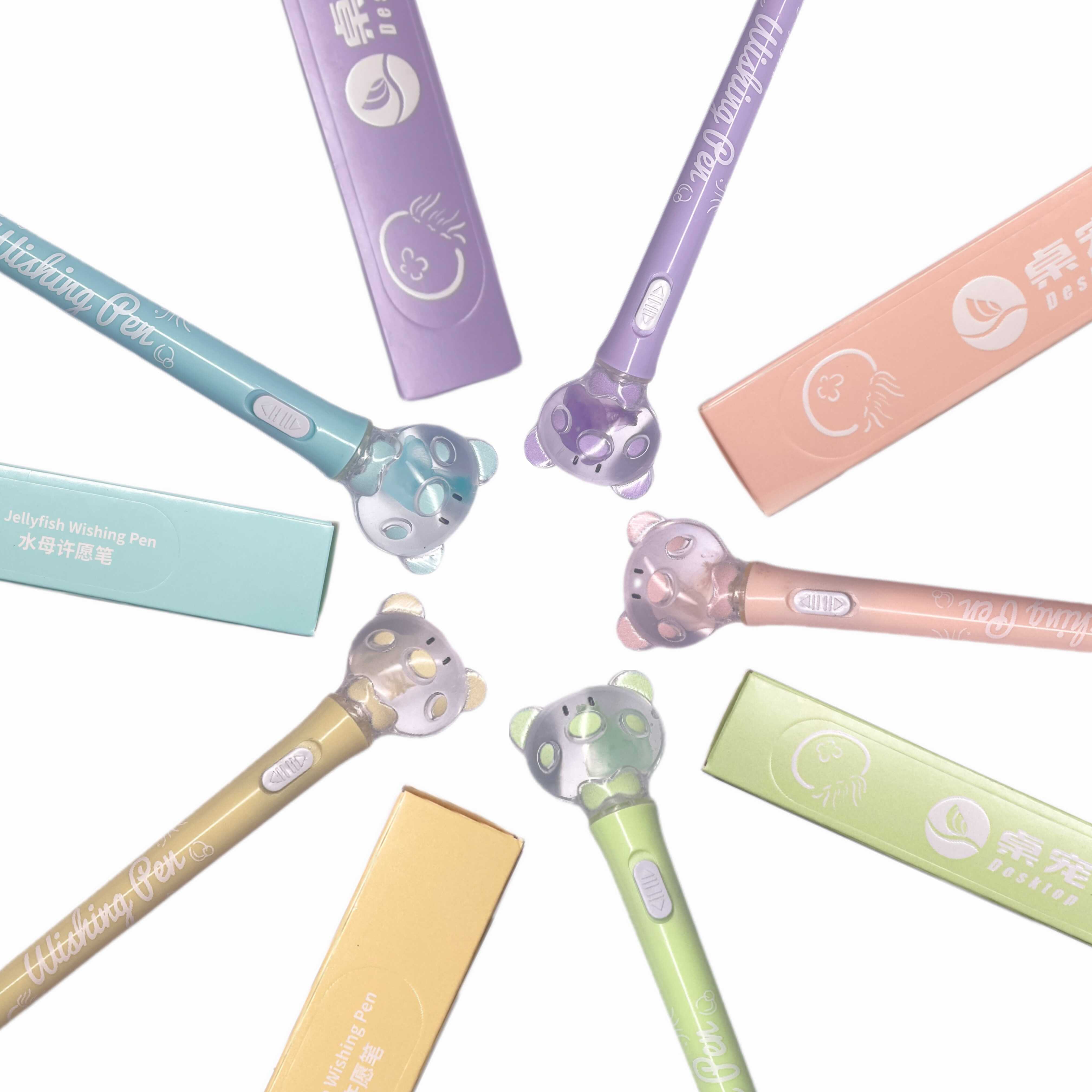 水母许愿笔真水母标本赤月多色可爱中性笔高颜值学生卡通文具礼物