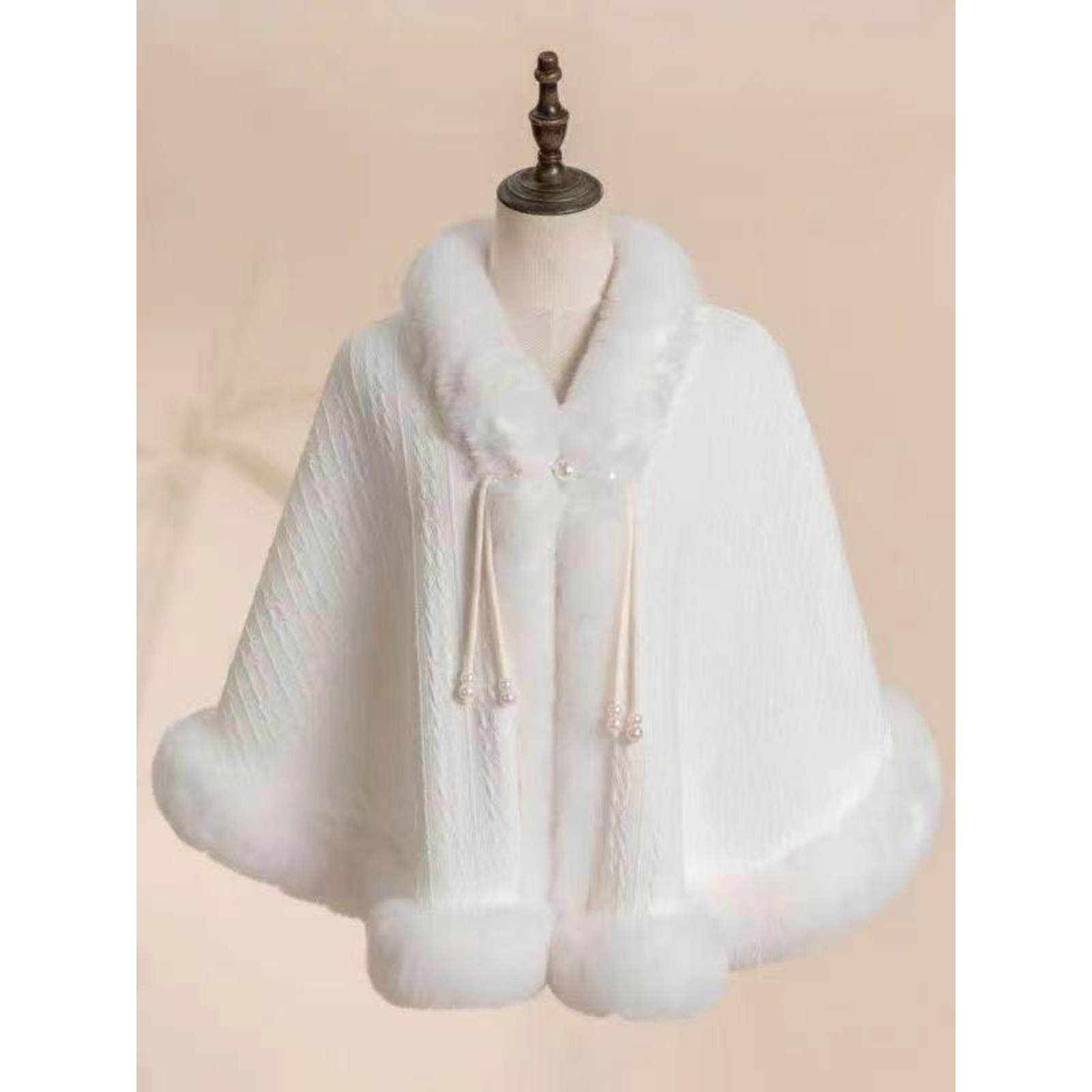 民国加绒加厚新款斗篷2025披肩旗袍气质高端秋冬保暖外套毛绒