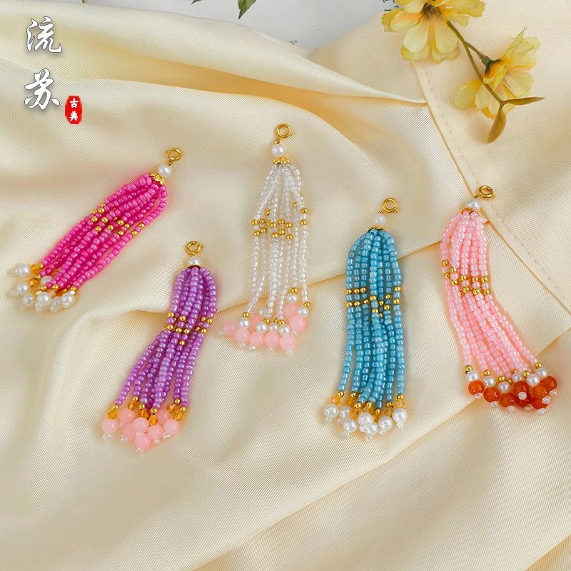 合金胸针 古风diy配饰手工弹簧扣流苏挂件女古装汉服旗袍压襟挂饰