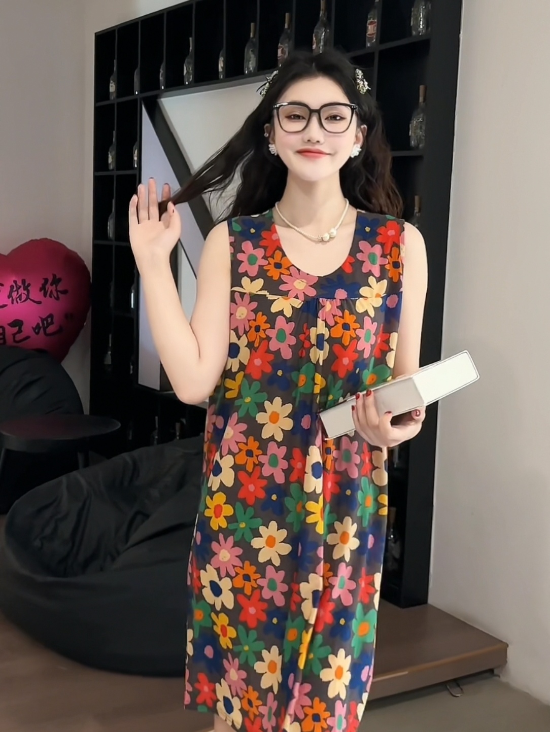 睡衣夏季薄款冰丝凉爽宽松时尚砍袖连衣裙可外穿睡裙女无袖睡裙