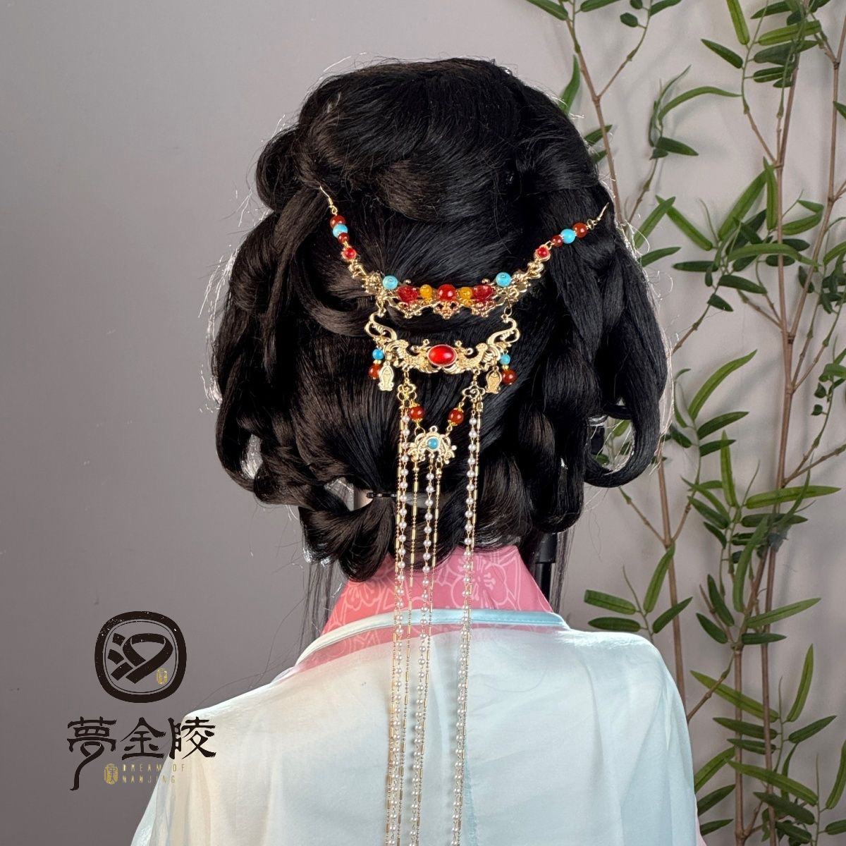 梦金陵荣华富贵后压长45cm长流苏款款后压富贵发饰流苏汉服